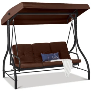 Best Choice Products 3 Seat Outdoor Converting Canopy Swing Glider Patio Hammock w Removable Cushions Fog Gray 5