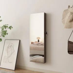 Best Choice Products Hanging Mirror Jewelry Armoire Door or Wall Mounted Cabinet w LED Lights Lock White