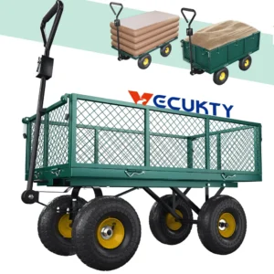 Best Choice Products Heavy Duty Steel Garden Wagon Lawn Utility Cart w 400lb Capacity Removable Sides Handle Green