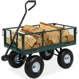 Best Choice Products Heavy Duty Steel Garden Wagon Lawn Utility Cart w 400lb Capacity Removable Sides Handle Green