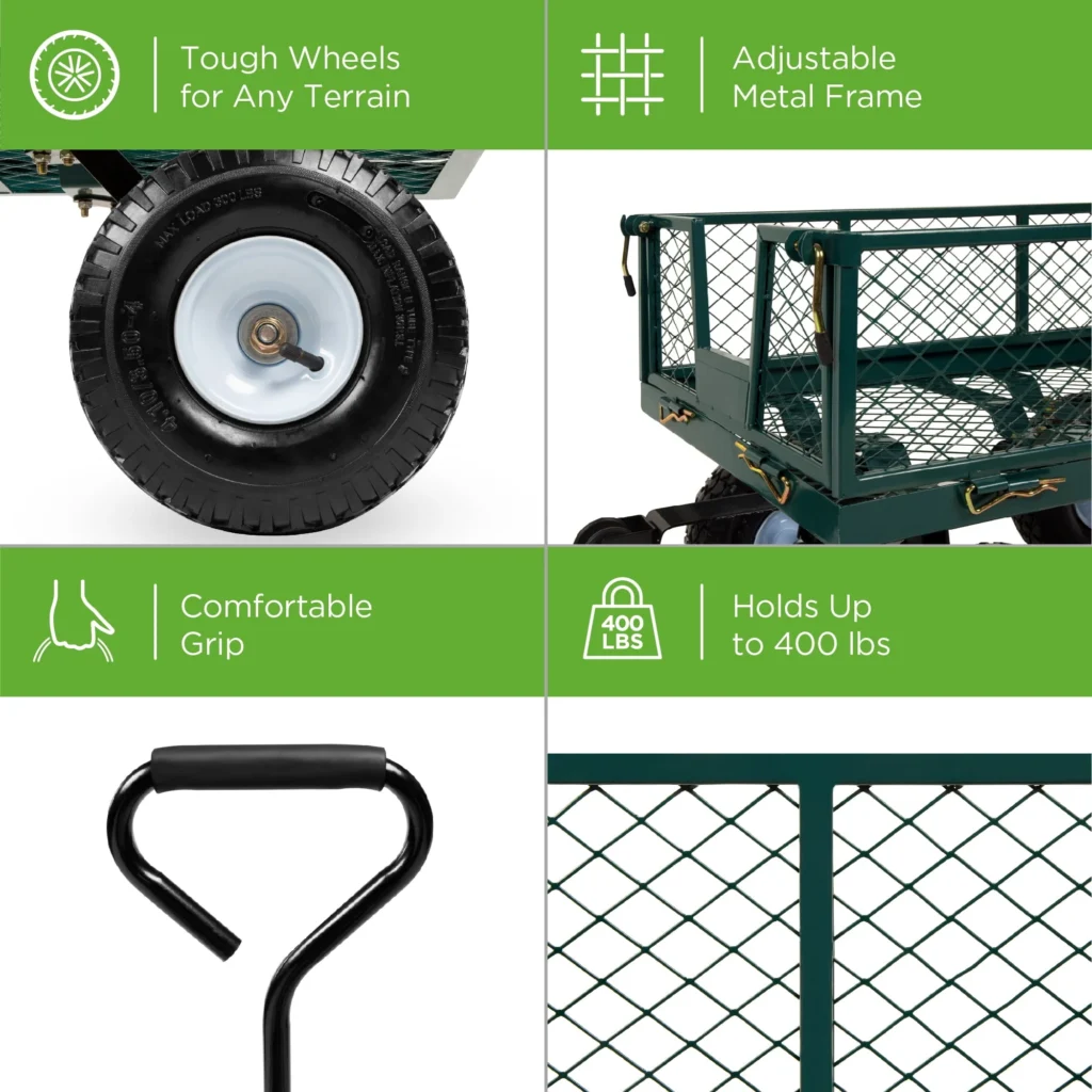 Best Choice Products Heavy Duty Cart – 400lb, Removable Sides β alternate angle showing full product