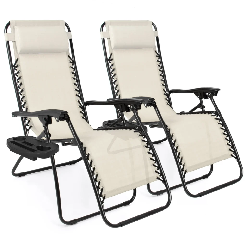 Best Choice Products Zero Gravity Recliners (2-Pack) – Patio & Pool, Gray — alternate angle showing full product