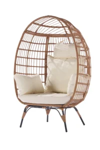 Best Choice Products Wicker Egg Chair Oversized Indoor Outdoor Patio Lounger w Steel Frame 440lb Capacity Black