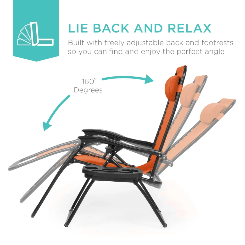 Best Choice Products Zero Gravity Reclining Chairs, Weather-Resistant — alternate angle showing full product