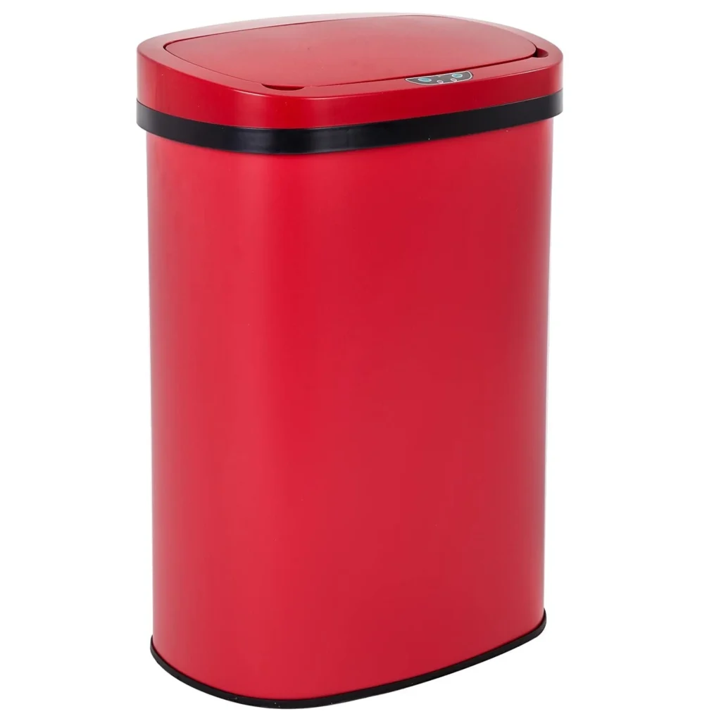 BestOffice Touch Free Sensor Stainless Steel Trash Can 13 Gallon Silver