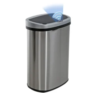 BestOffice Touch Free Sensor Stainless Steel Trash Can 13 Gallon Silver