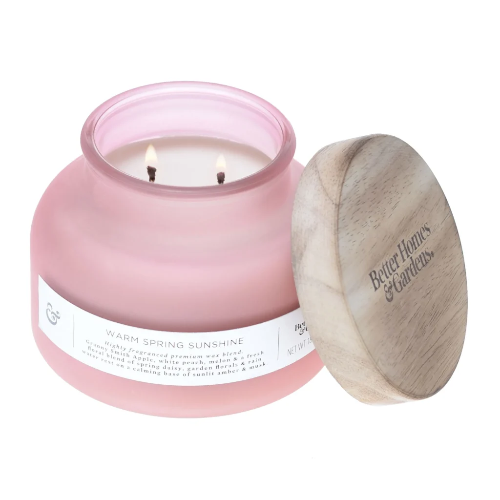 Better Homes Gardens 18oz Warm Spring Sunshine Scented 2 Wick Frosted Bell Jar Candle