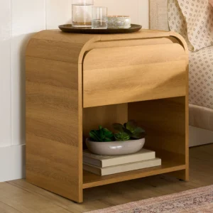 Better Homes Gardens Juliet Kitchen Rounded Solid Wood Frame Arc Cabinet Light Honey Finish