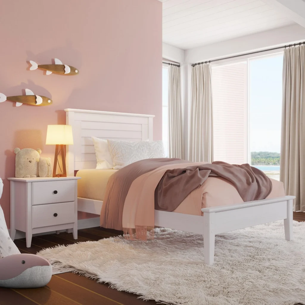 Better Homes & Gardens Lillian Queen Bed – Natural Pine Frame — alternate angle showing full product