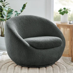 Better Homes & Gardens Mira Swivel Accent Chair, Gray Shearling