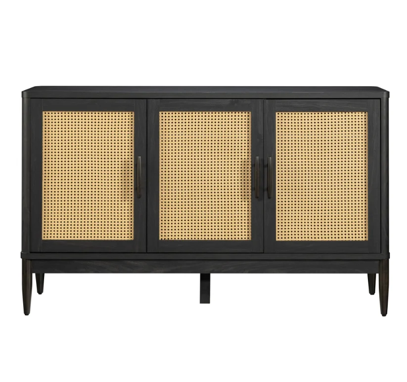 Better Homes Gardens Springwood Caning Sideboard Charcoal Finish — close-up detail of design and finish