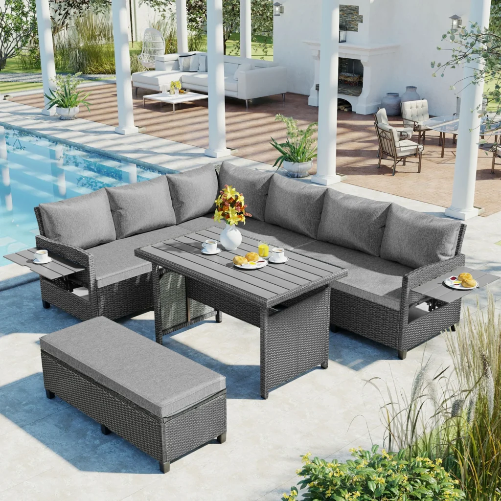 Better Homes & Gardens Wicker Sectional Dining Set – All-Weather Comfort — alternate angle showing full product