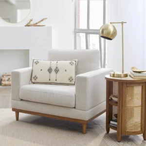 Better Homes Gardens Windsor Linen Armchair Light Honey Wood