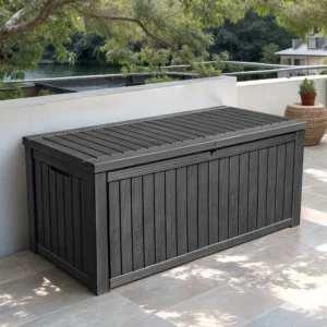 Bifanuo 100 Gallon Deck Box Lockable Resin Outdoor Storage Box Waterproof Outdoor Container for Patio Furniture Cushions Pillow