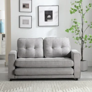 BINBANK Black Velvet 3 in 1 Convertible Sleeper Sofa Bed USB Charging Adjustable Backrest Pull Out Futon Loveseat Couch Living Room Apartment Small S
