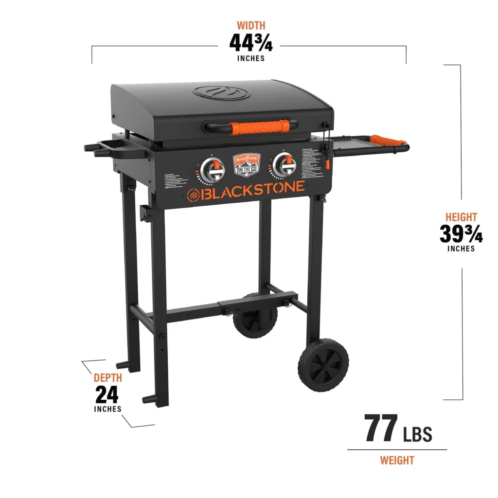 Blackstone 2-Burner 22″ Cart Griddle – Portable with Folding Legs β alternate angle showing full product