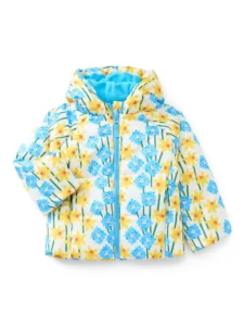 Blue Botanical Toddler Girl Puffer Jacket Sizes 2T 5T