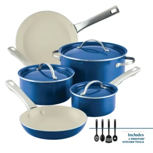 Blue Diamond Toxin Free Ceramic and Dishwasher Safe 12 Piece Pots and Pans Cookware Set Pink