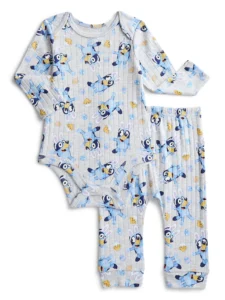 Bluey Baby Easter Long Sleeve All Over Print Onesie with Matching Jogger Pant 2 Piece Sizes Newborn 12M