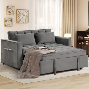 Bonzy Home Convertible Sofa Bed Versatile Velvet Sofa Pullout Bed 55 Velvet Sleeper Loveseat Black