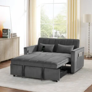 Bonzy Home Convertible Sofa Bed Versatile Velvet Sofa Pullout Bed 55 Velvet Sleeper Loveseat Black