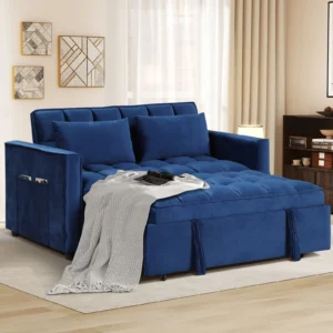 Bonzy Home Convertible Sofa Bed Versatile Velvet Sofa Pullout Bed 55 Velvet Sleeper Loveseat Black
