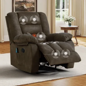 Bonzy Home Recliner Chairs for Living Room Overstuffed Breathable Fabric Reclining Chair Manual Sofa Brown