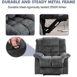 Bonzy Home Recliner Chairs for Living Room Overstuffed Breathable Fabric Reclining Chair Manual Sofa Brown