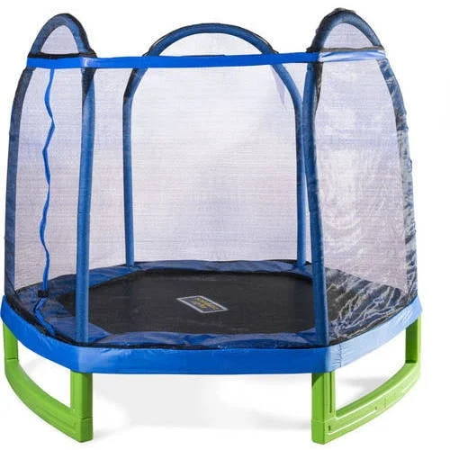 Bounce Pro 7 Foot My First Trampoline Hexagon Ages 3 10 for Kids Blue Green