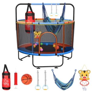 Bounce Pro 7 Foot My First Trampoline Hexagon Ages 3 10 for Kids Blue Green
