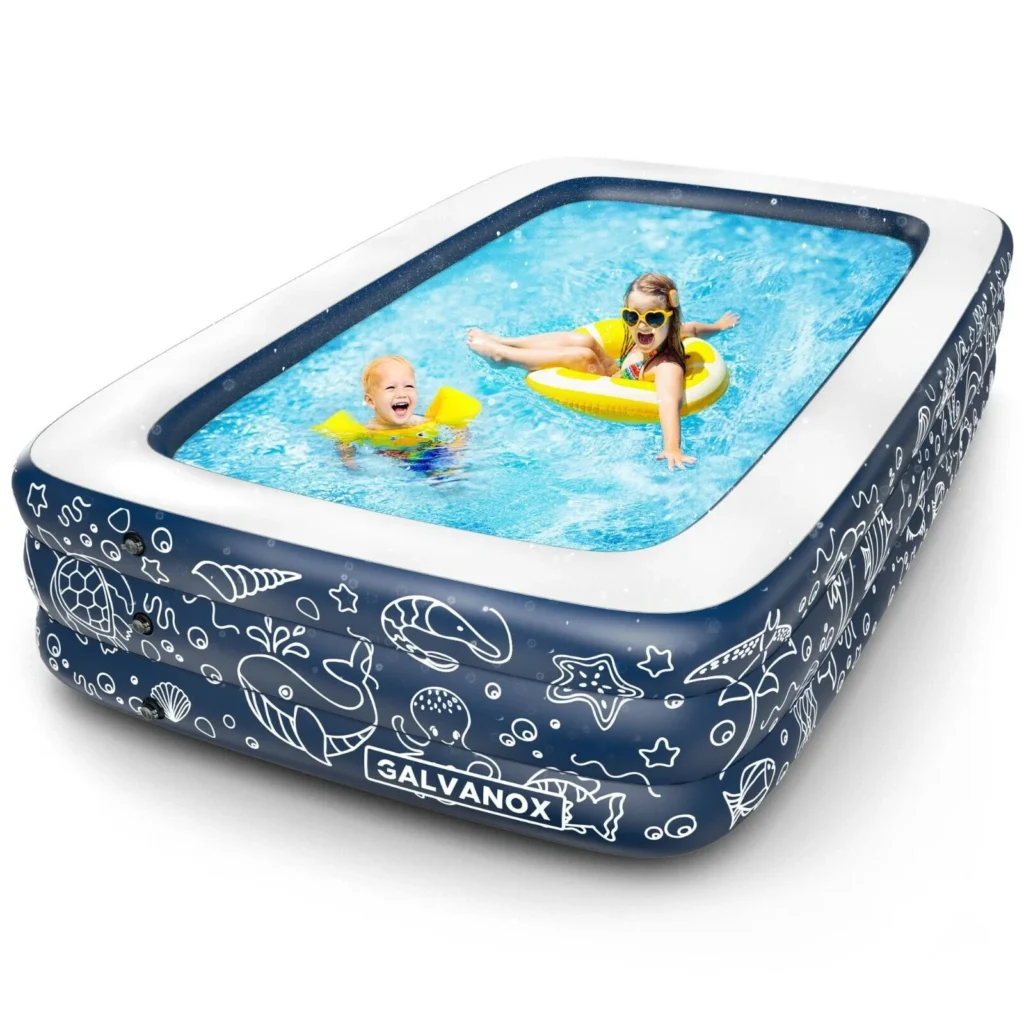 Family Fun 10ft Inflatable Pool – Easy Setup & Durable Design — alternate angle showing full product