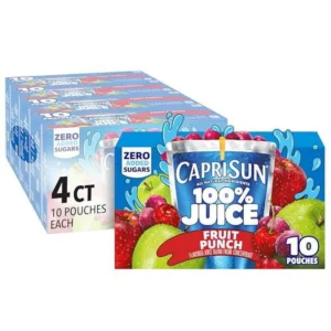 Capri Sun 100 Fruit Punch Juice Ready To Drink Juice 40 Pouches 4 Boxes Of 10 Packaging May Vary