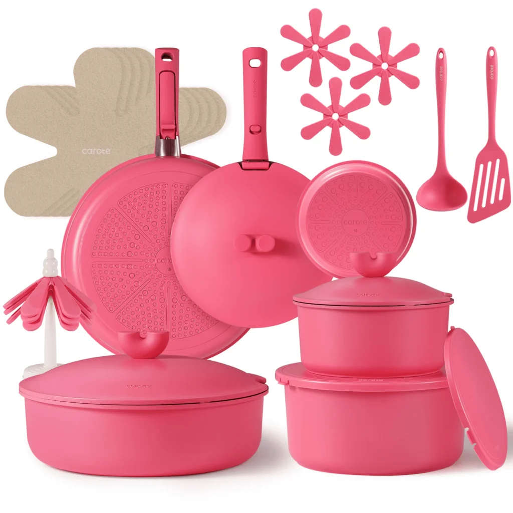 Carote 5-Piece Nonstick Cookware Set – Detachable Handles β close-up detail of design and finish