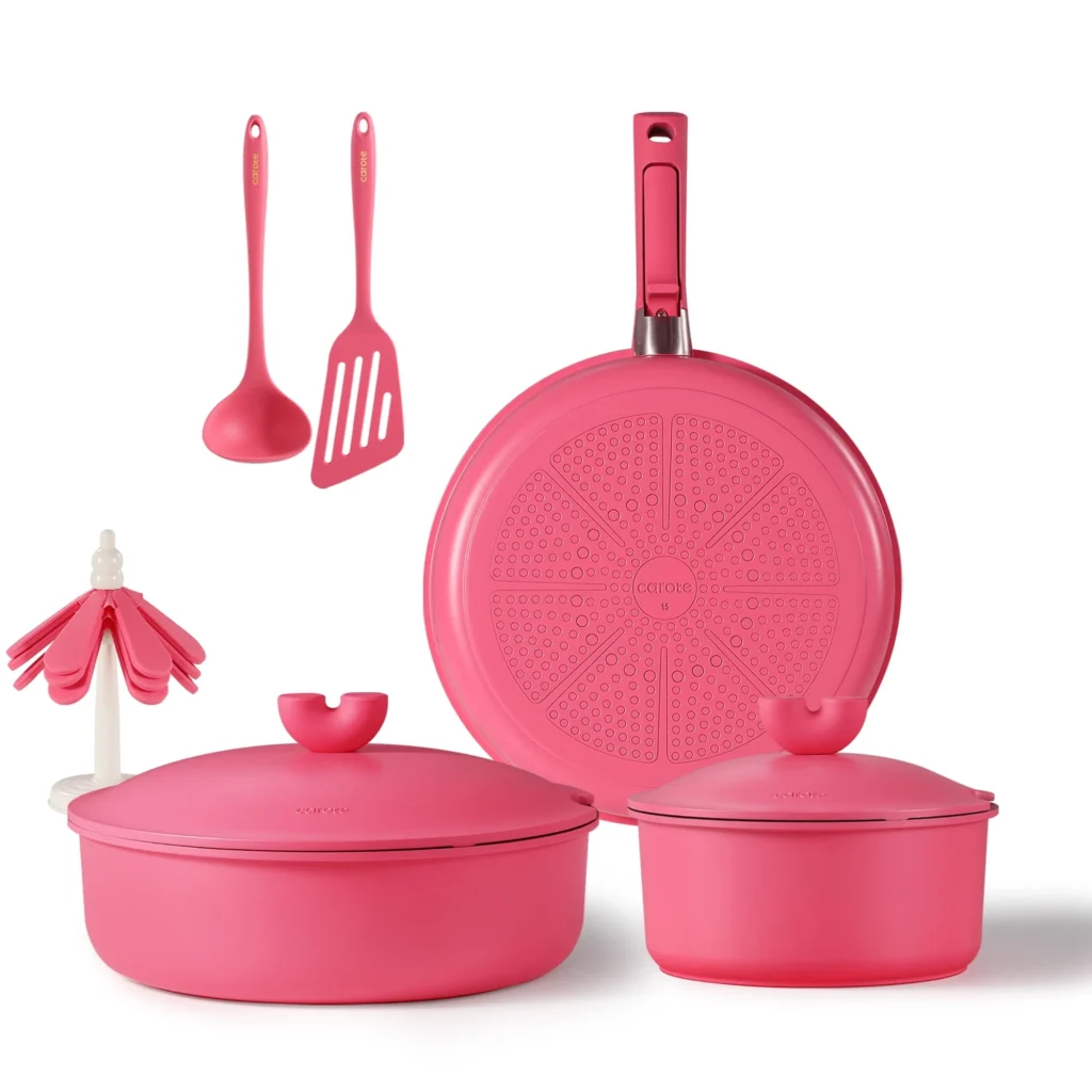 Carote 5-Piece Nonstick Cookware Set – Detachable Handles β alternate angle showing full product