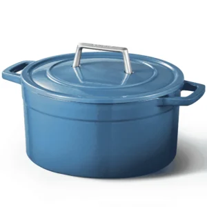 Carote 5QT Enamel Cast Iron Dutch Oven Pot with Lid for Sourdough Bread Stew Roast Easy Cleaning Bluestone