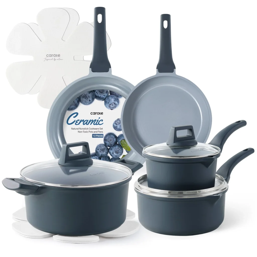 Carote Ceramic 12pc Non-Toxic Cookware – Cream White Induction β alternate angle showing full product