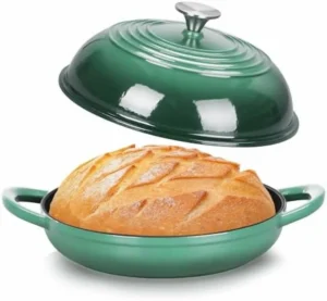 Cast Iron Dutch Oven Pot With Lid Round Bread Sourdough Baking Enameled Dome Lid Cotton Potholders Sourdough Pink 6 Quarts