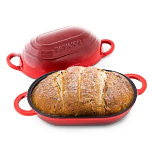 Cast Iron Dutch Oven Pot With Lid Round Bread Sourdough Baking Enameled Dome Lid Cotton Potholders Sourdough Pink 6 Quarts