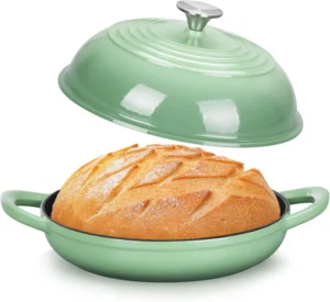 Cast Iron Dutch Oven Pot With Lid Round Bread Sourdough Baking Enameled Dome Lid Cotton Potholders Sourdough Pink 6 Quarts