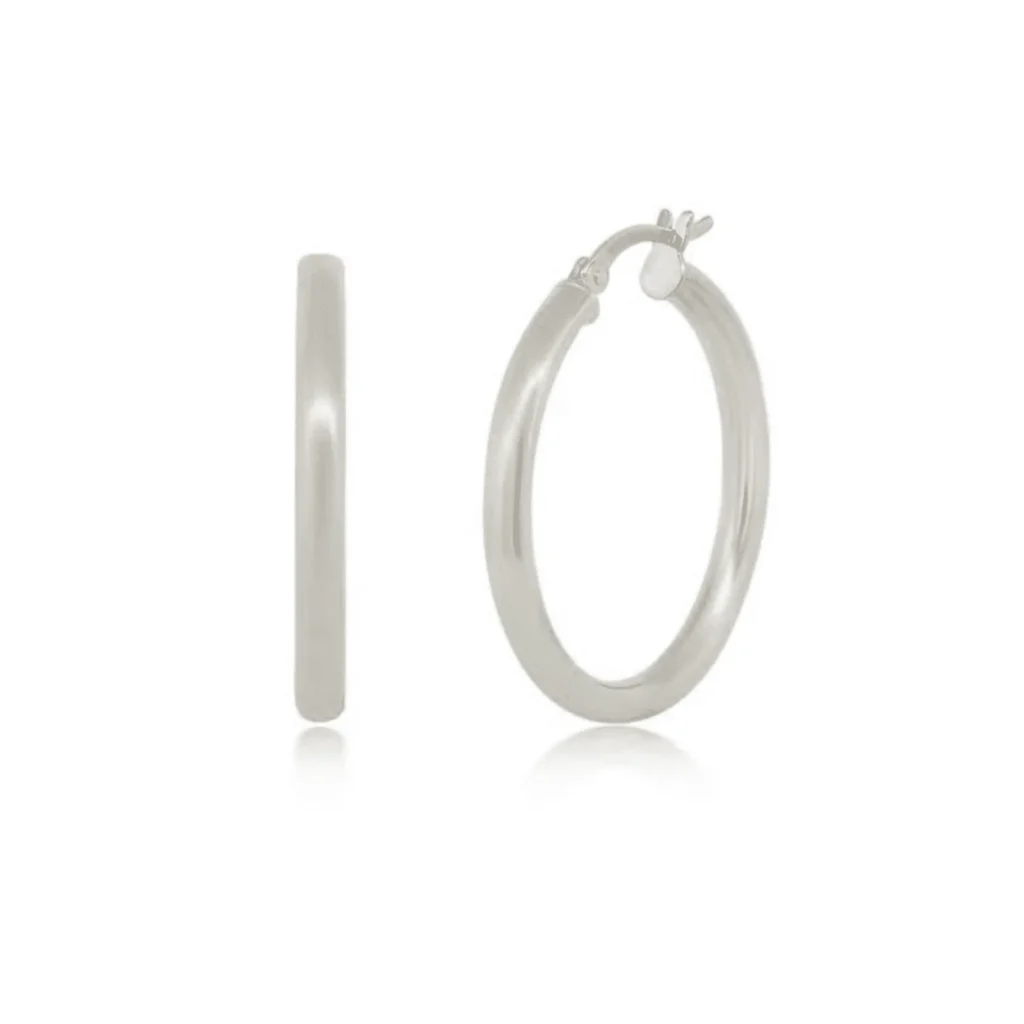 Cate Chloe 18k White Gold Plated Hoop Earrings – Crystal Sparkle — close-up detail of design and finish