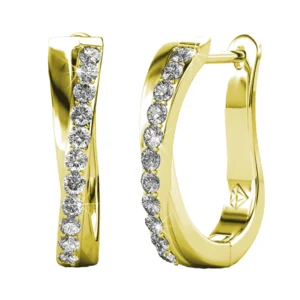 Cate Chloe Amaya 18k White Gold Plated Silver Hoop Earrings Jewelry for Women Earrings with Crystals