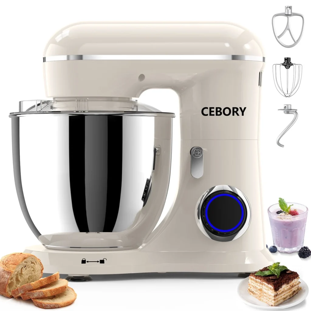 CEBORY 6.5QT Tilt-Head Stand Mixer – Powerful 660W 10-Speed Kitchen Assistant β alternate angle showing full product