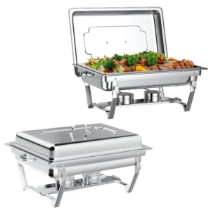Chafing Dish Buffet Set 4 Pack TINANA 8QT Stainless Steel Dishes Buffet Chafers Warmers Sets Parties Events Wedding Camping Dinner Gold