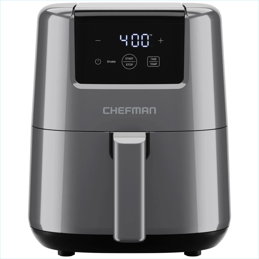 Chefman 2 Qt Compact Air Fryer – Digital Display & Shake Reminder — alternate angle showing full product