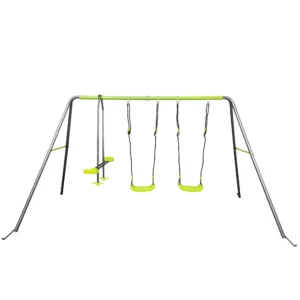 CIRUI Swing Set Backyard Stand Heavy Duty 440lbs Metal Outdoor Contain 1 Saucer 32 Belt seat 26 2 Playground Playset Birthday Holiday Gifts Kids