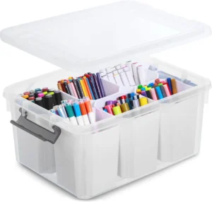 Citylife 17 Qt Plastic Storage Bins with Lids Large Stackable Clear Storage Box for Garage Closet Kitchen 6 Packs