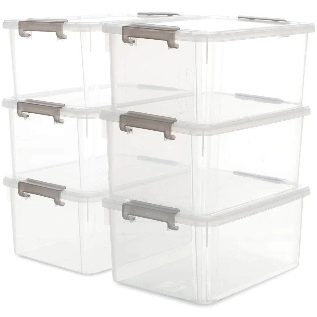 Citylife 17 Qt Plastic Storage Bins with Lids Large Stackable Clear Storage Box for Garage Closet Kitchen 6 Packs