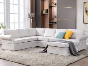 Cloud Like U Shaped Sectional Sofa 137 inch Big Modular Couch Chaise Assembly Required High Density Foam Never Sags Soft Corduroy Fabric Sofa Large S