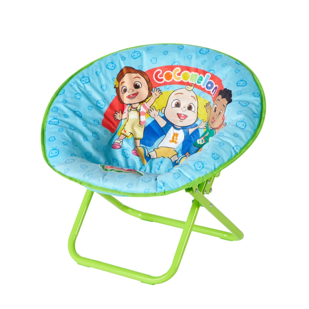 Cocomelon Toddler Mini Saucer Chair – Soft & Foldable Blue — close-up detail of design and finish