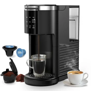 Coffee Maker for K Cup Pod and Ground Coffee Compatibility Fast Heating 40oz Removable Water Reservoir Black for Home Office RV